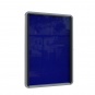 Info-Wandvitrine, 100 cm hoch, 75x3,7 cm (B/T), Rückwand blauer Stoff, 